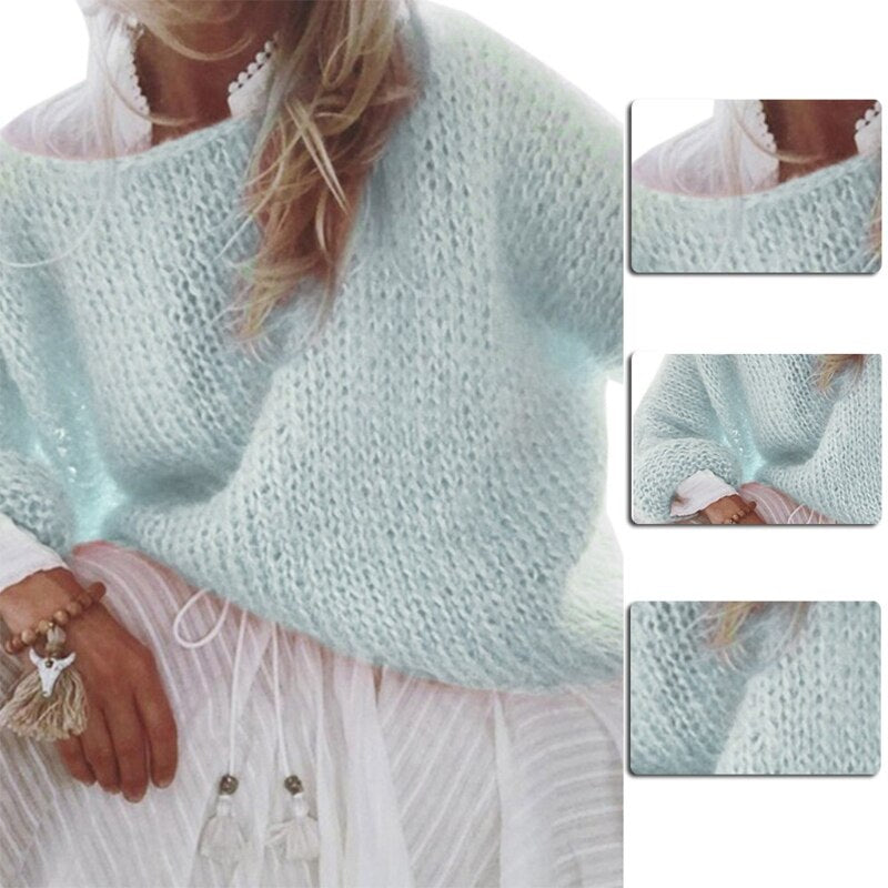 Chunky Knitted Fluffy Pullover Tops